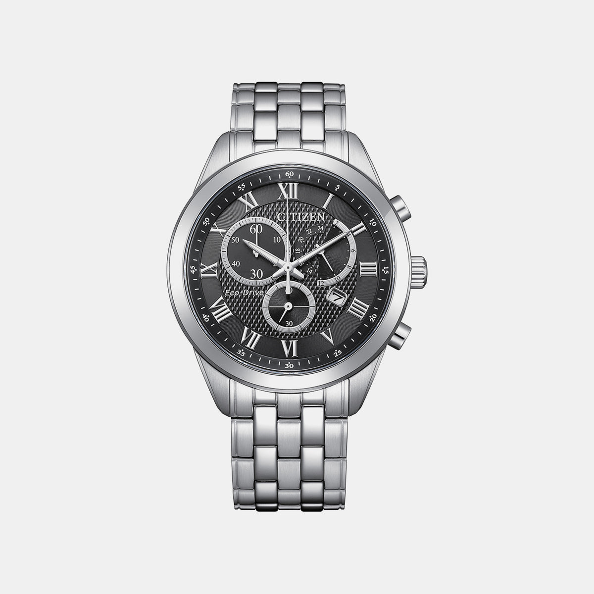 Men Quartz Black Dial Chronograph Stainless Steel Watch AT2600-57E