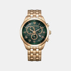 Eco-drive Men Quartz Black Dial Chronograph Stainless Steel Watch AT2603-59X
