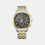 Eco-drive Men Quartz Grey Dial Chronograph Stainless Steel Watch AT2604-56H