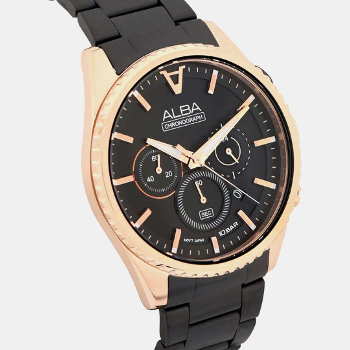 Signa Men Quartz Black Dial Chronograph Stainless Steel Watch AT3H80X1