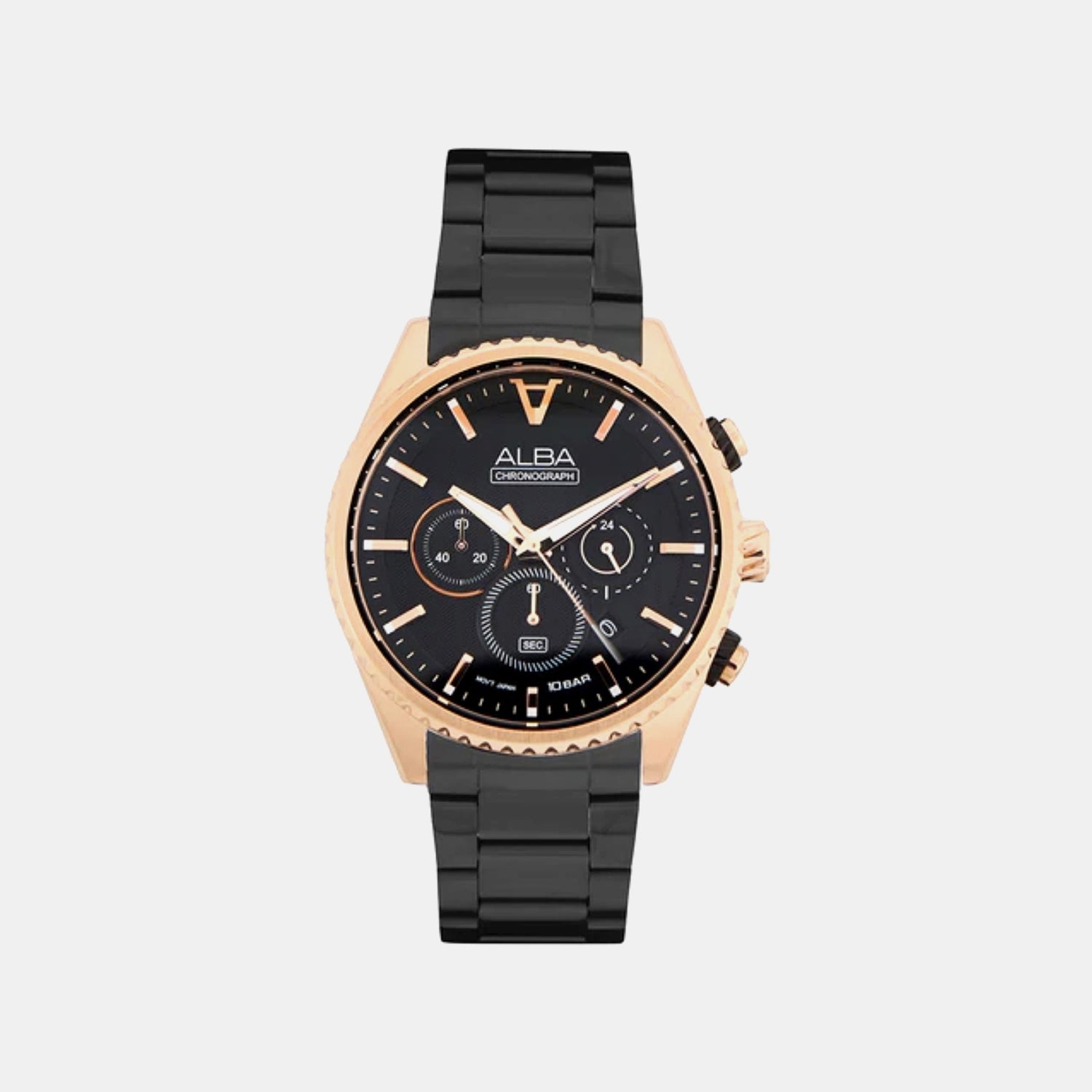 Signa Men Quartz Black Dial Chronograph Stainless Steel Watch AT3H80X1