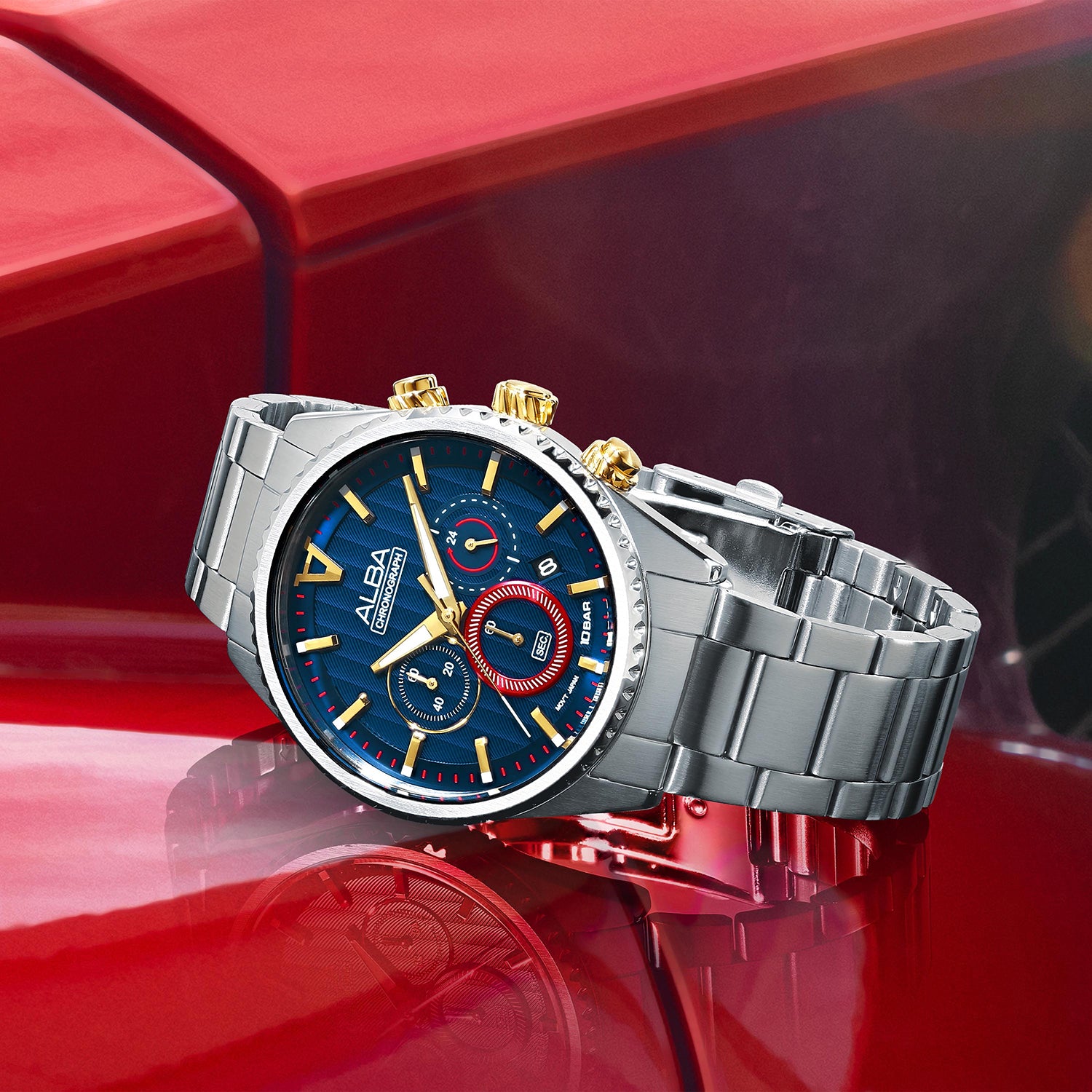Signa Men Quartz Blue Dial Chronograph Stainless Steel Watch AT3H97X1