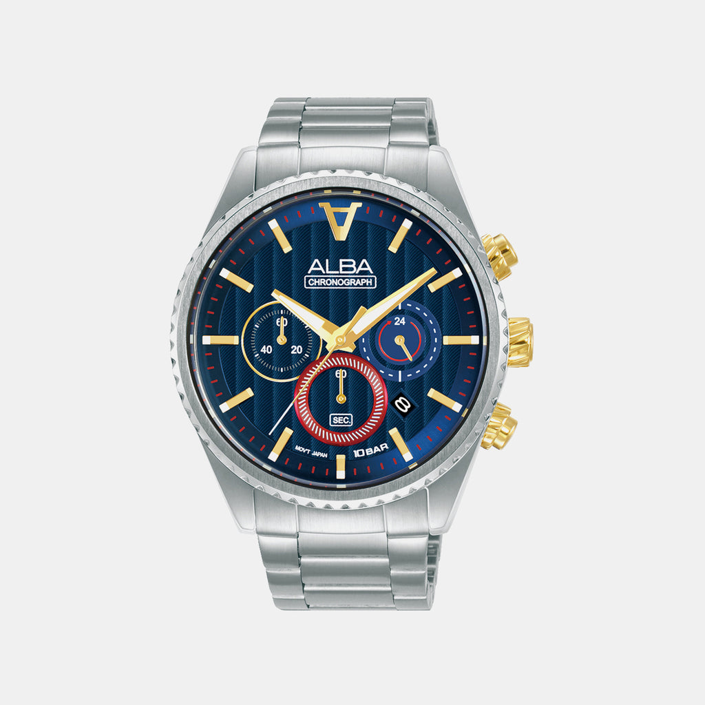Signa Men Quartz Blue Dial Chronograph Stainless Steel Watch AT3H97X1