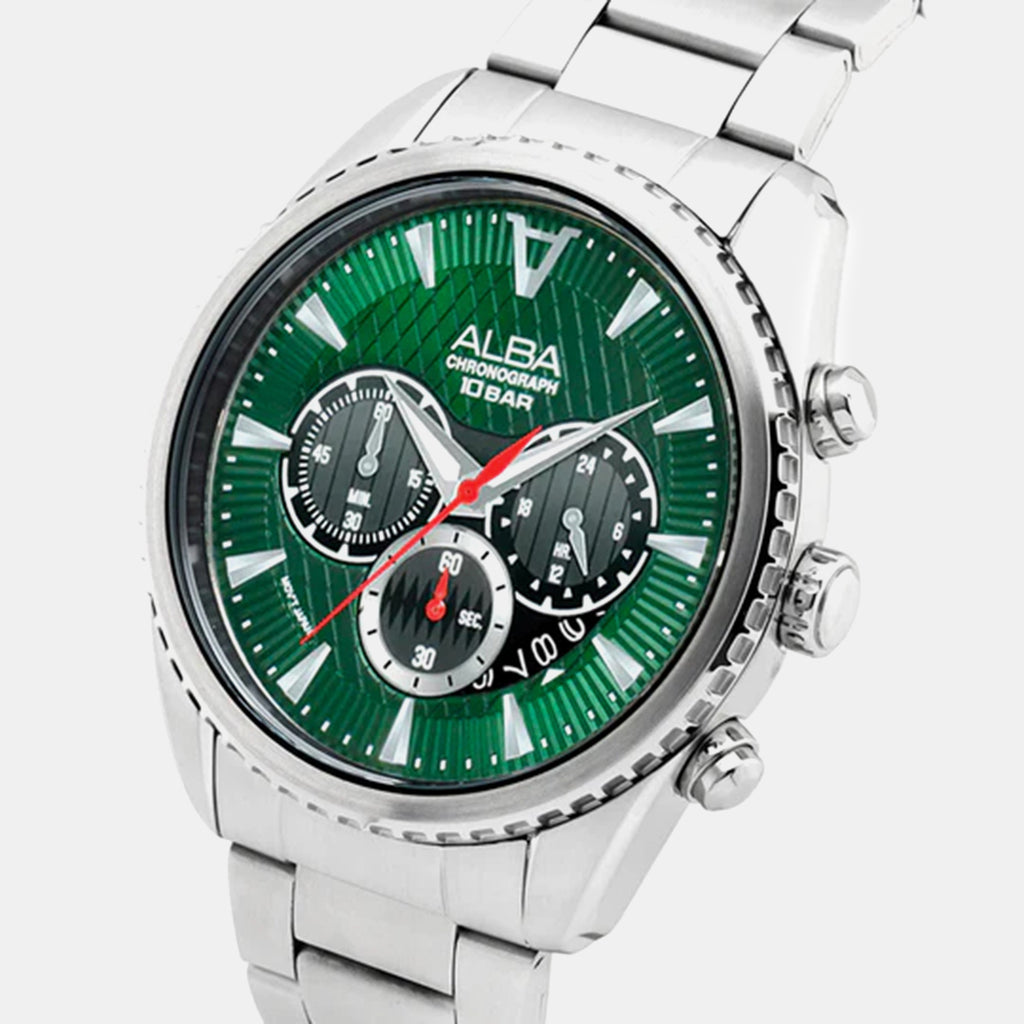 Signa Men Quartz Green Dial Multi-function Stainless Steel Watch AT3J13X1
