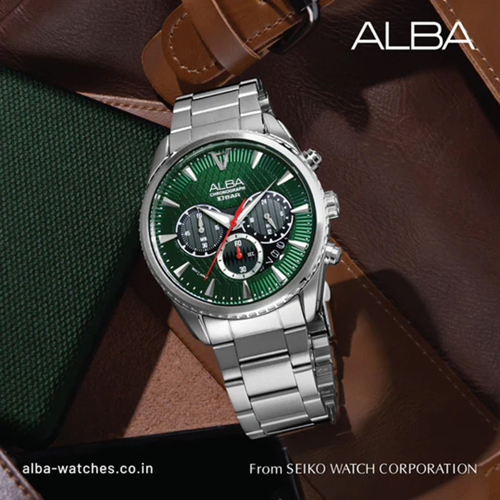 Signa Men Quartz Green Dial Multi-function Stainless Steel Watch AT3J13X1
