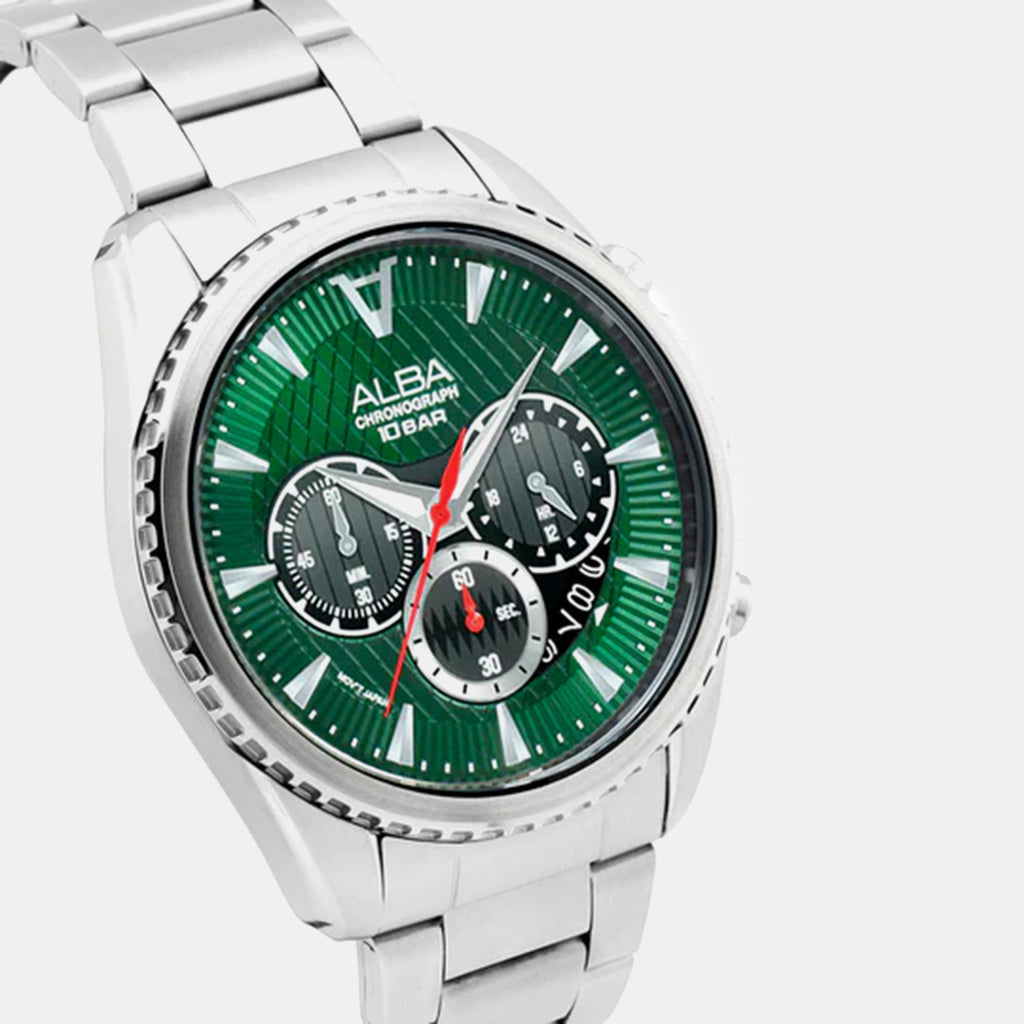 Signa Men Quartz Green Dial Multi-function Stainless Steel Watch AT3J13X1