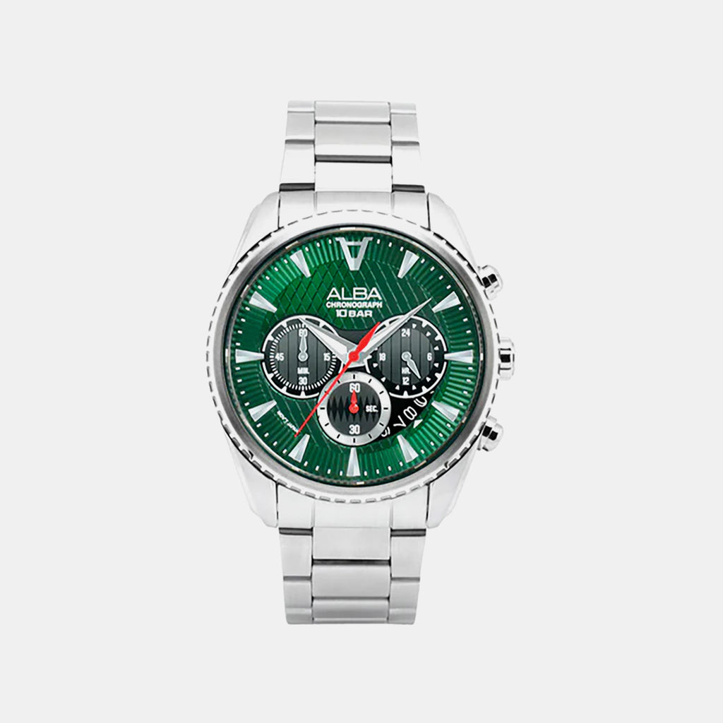 Signa Men Quartz Green Dial Multi-function Stainless Steel Watch AT3J13X1