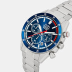 Men Quartz Blue Dial Analog Stainless Steel Watch AT3J27X1