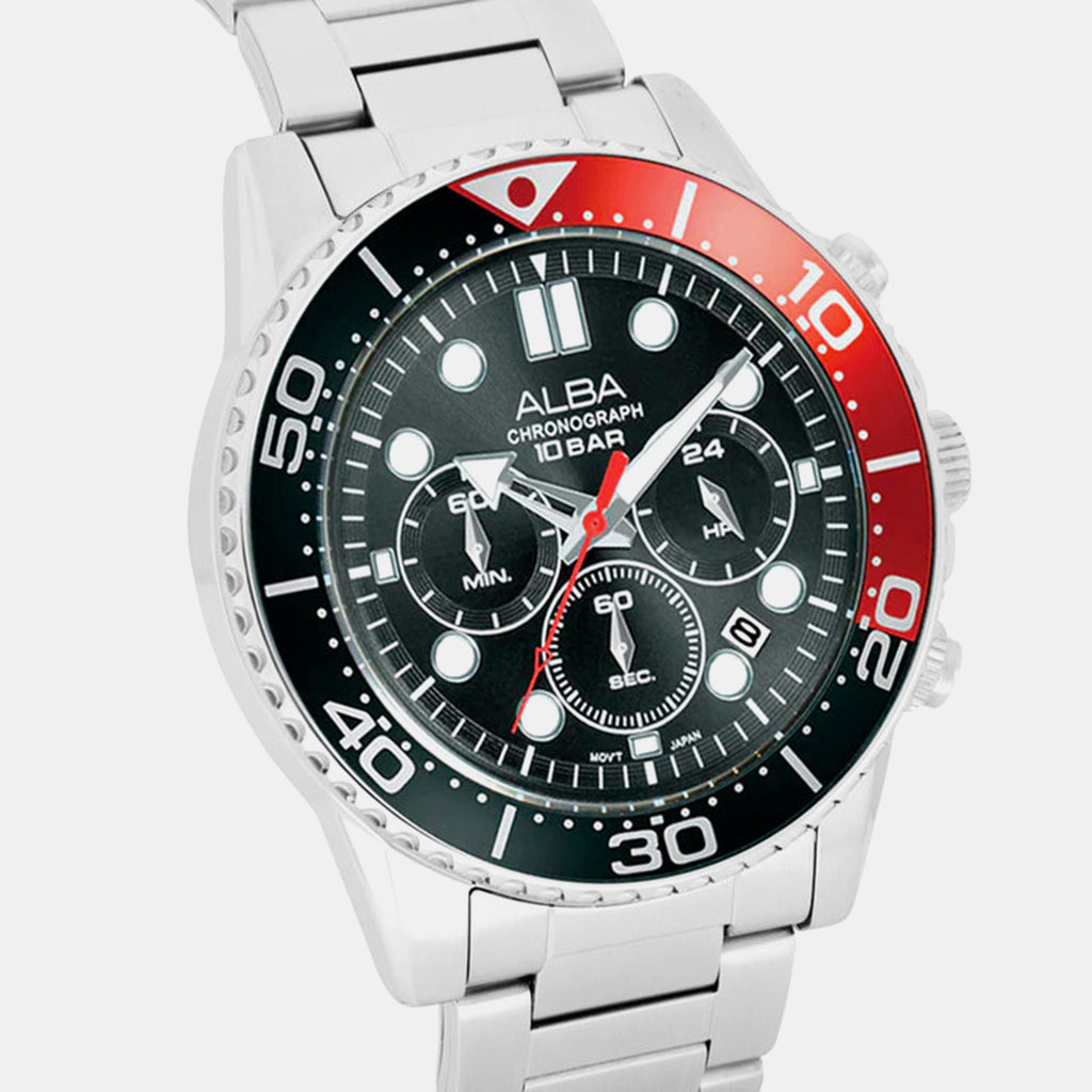 Women Quartz Black Dial Chronograph Stainless Steel Watch AT3J37X1
