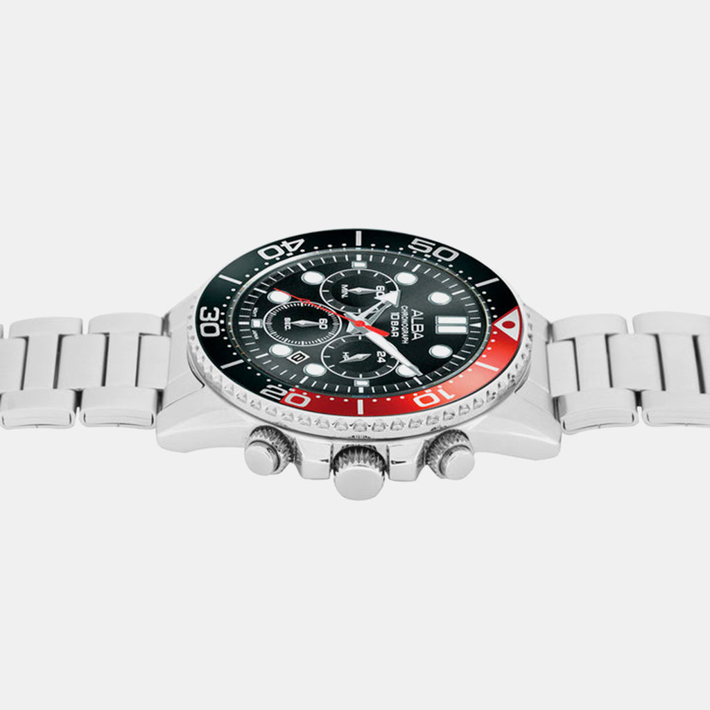 Women Quartz Black Dial Chronograph Stainless Steel Watch AT3J37X1