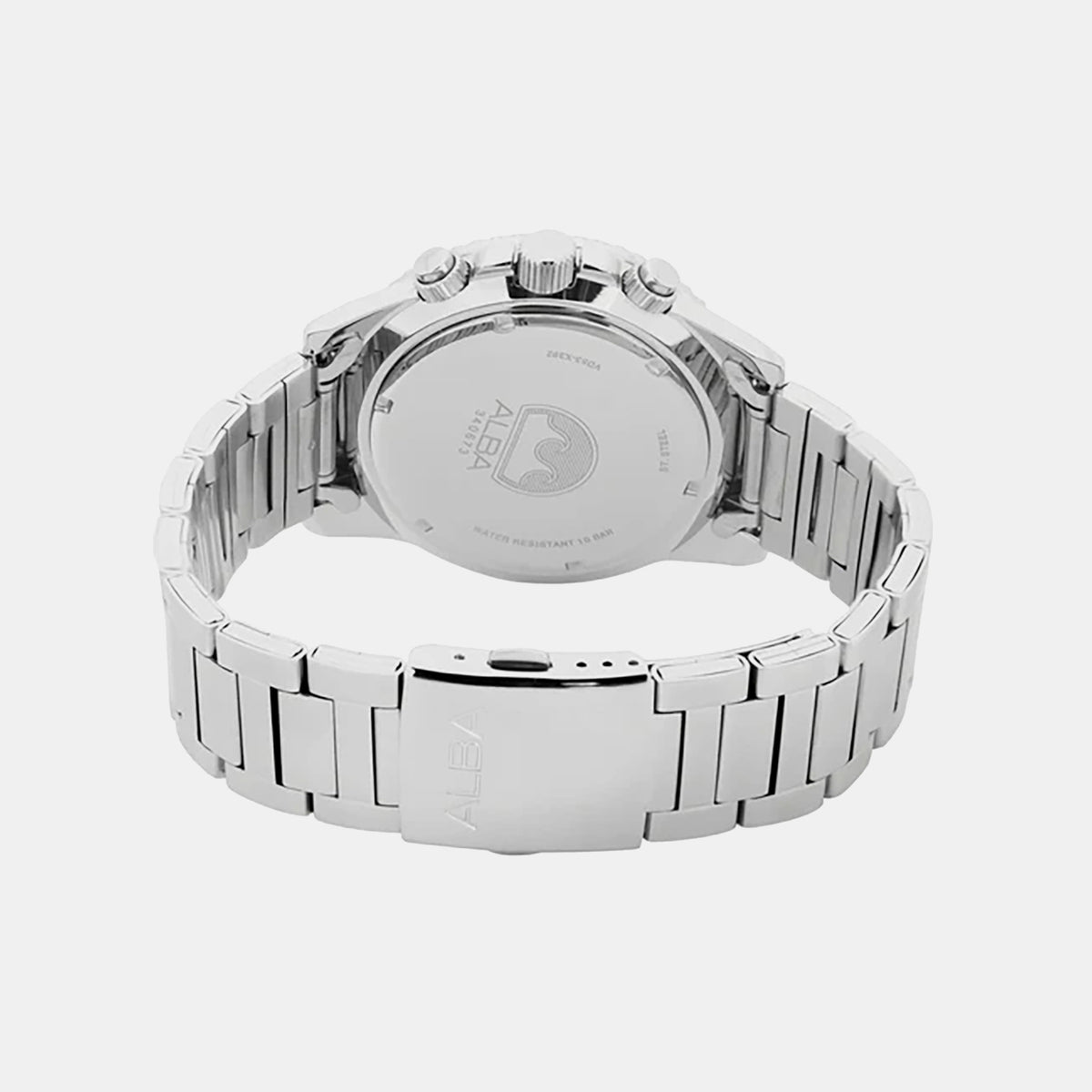Active Men Quartz Black Dial Multi-Function Stainless Steel Watch AT3J39X1