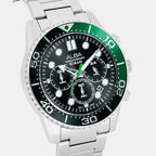 Men Quartz Black Dial Multi-function Stainless Steel Watch AT3J39X1