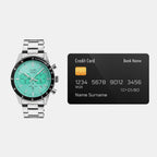 Men Quartz Green Dial Analog Stainless Steel Watch AT3J83X1