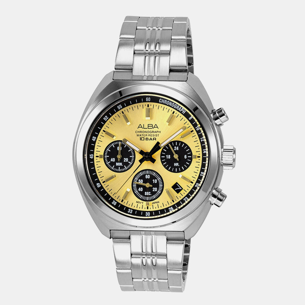 Men Quartz Gold Dial Analog Stainless Steel Watch AT3K01X1