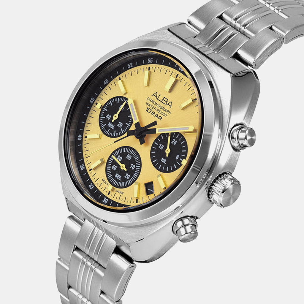 Men Quartz Gold Dial Analog Stainless Steel Watch AT3K01X1