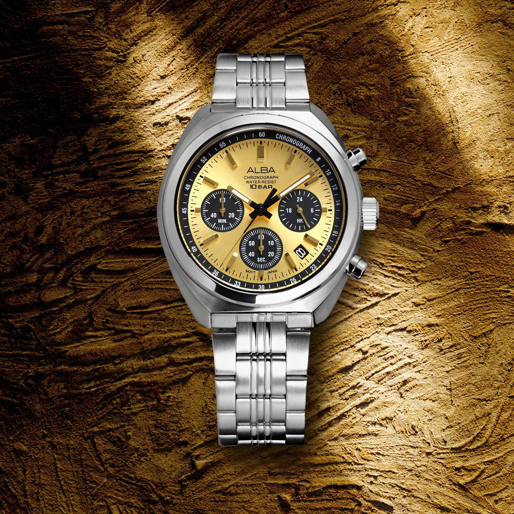 Men Quartz Gold Dial Analog Stainless Steel Watch AT3K01X1