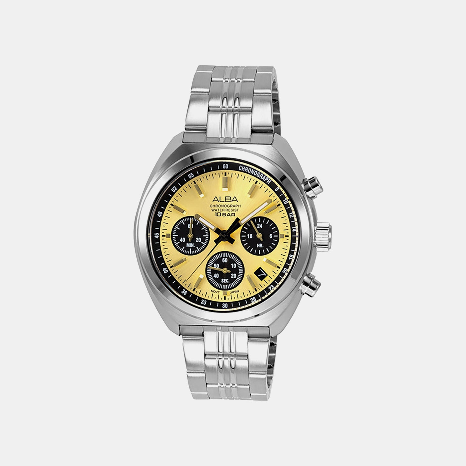 Men Quartz Gold Dial Chronograph Stainless Steel Watch AT3K01X1