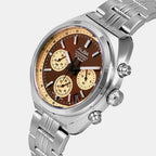 Men Quartz Brown Dial Chronograph Stainless Steel Watch AT3K07X1