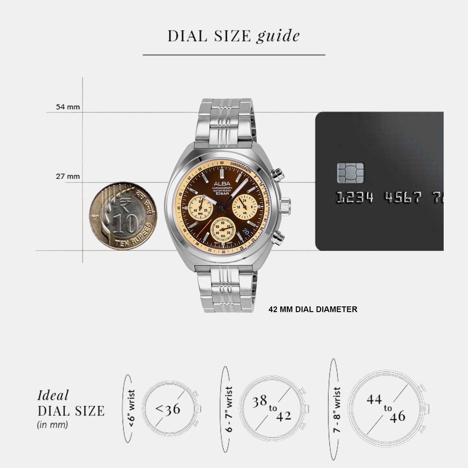 Men Quartz Brown Dial Chronograph Steel Watch AT3K07X1
