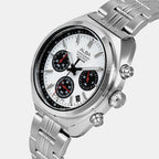 Seashell Men Quartz White Dial Chronograph Stainless Steel Watch AT3K11X1
