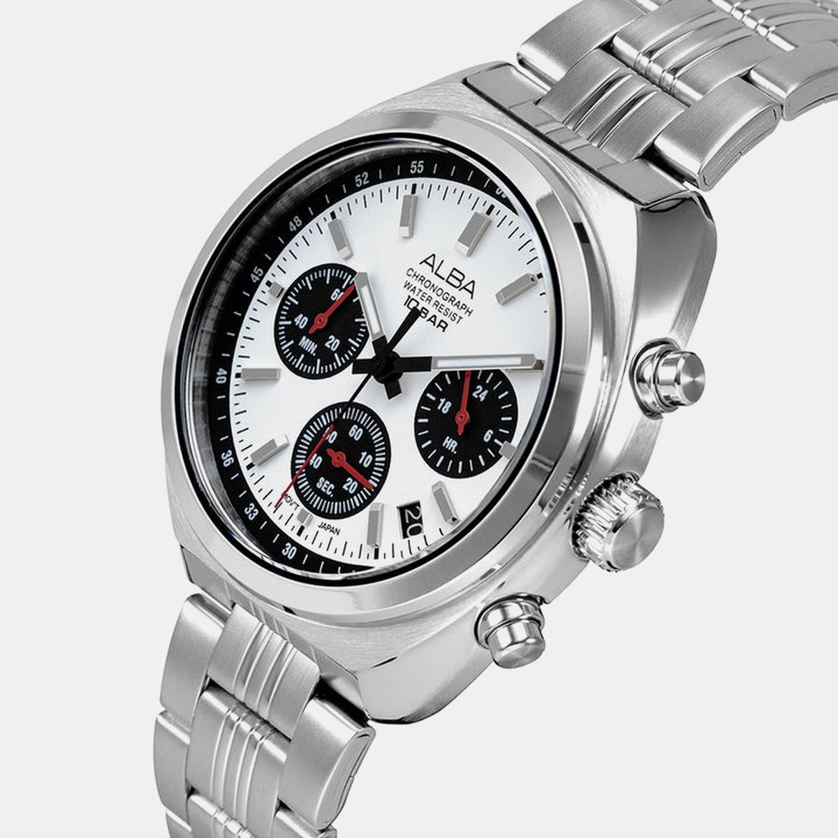Active Men Quartz White Dial Chronograph Stainless Steel Watch AT3K11X1
