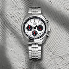Seashell Men Quartz White Dial Chronograph Stainless Steel Watch AT3K11X1