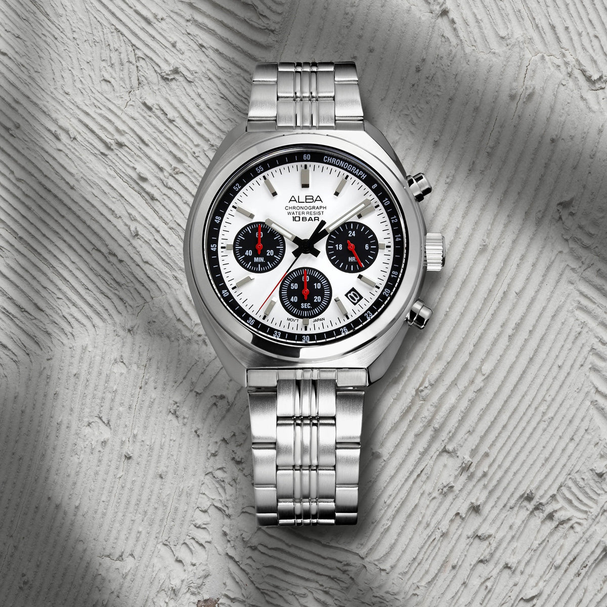 Active Men Quartz White Dial Chronograph Stainless Steel Watch AT3K11X1