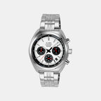 Seashell Men Quartz White Dial Chronograph Steel Watch AT3K11X1