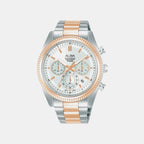 Men Quartz Silver Dial Chronograph Steel Watch AT3K14X1