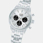 Men Quartz Silver Dial Chronograph Stainless Steel Watch AT3K55X1