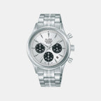 Men Quartz Silver Dial Chronograph Stainless Steel Watch AT3K55X1