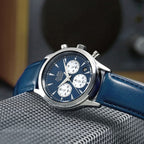 Men Quartz Multicolour Dial Chronograph Leather Watch AT3K57X1