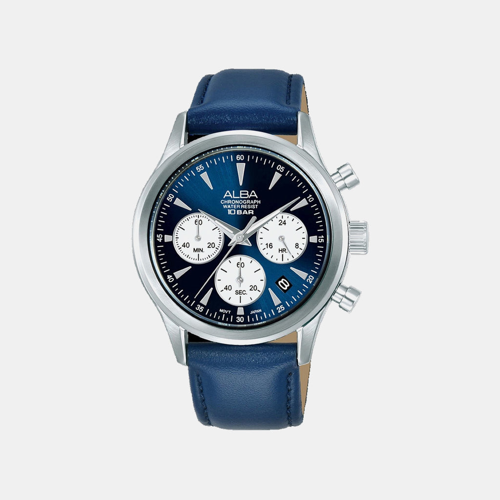 Men Quartz Multicolour Dial Chronograph Leather Watch AT3K57X1