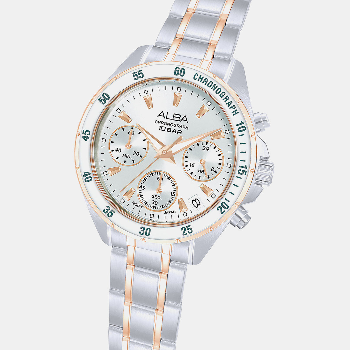 Active Women Quartz Silver Dial Chronograph Stainless Steel Watch AT3K90X1