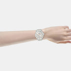 Women Quartz Silver Dial Chronograph Stainless Steel Watch AT3K90X1
