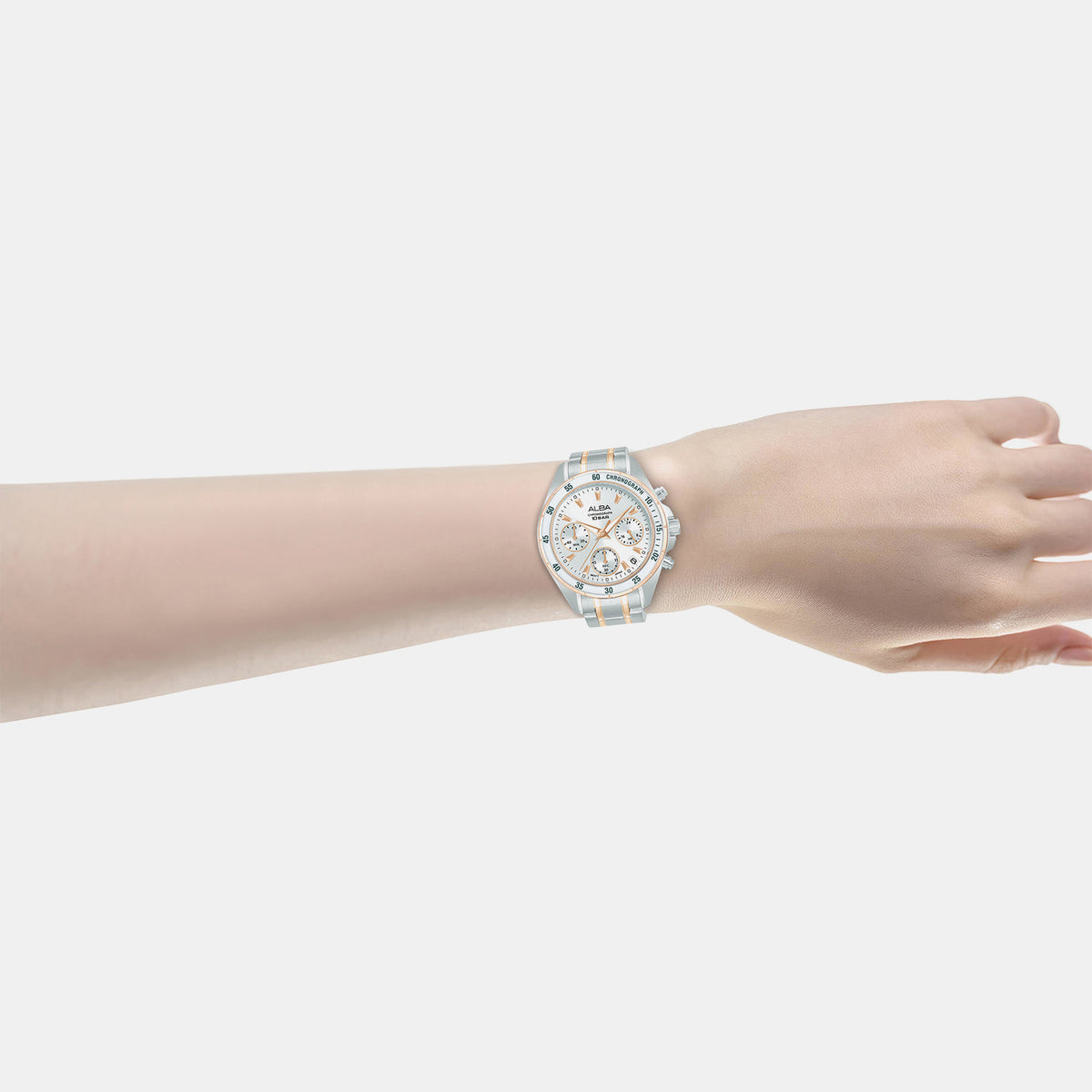 Active Women Quartz Silver Dial Chronograph Stainless Steel Watch AT3K90X1