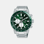 Active Men Quartz Green Dial Chronograph Stainless Steel Watch AT3L13X1