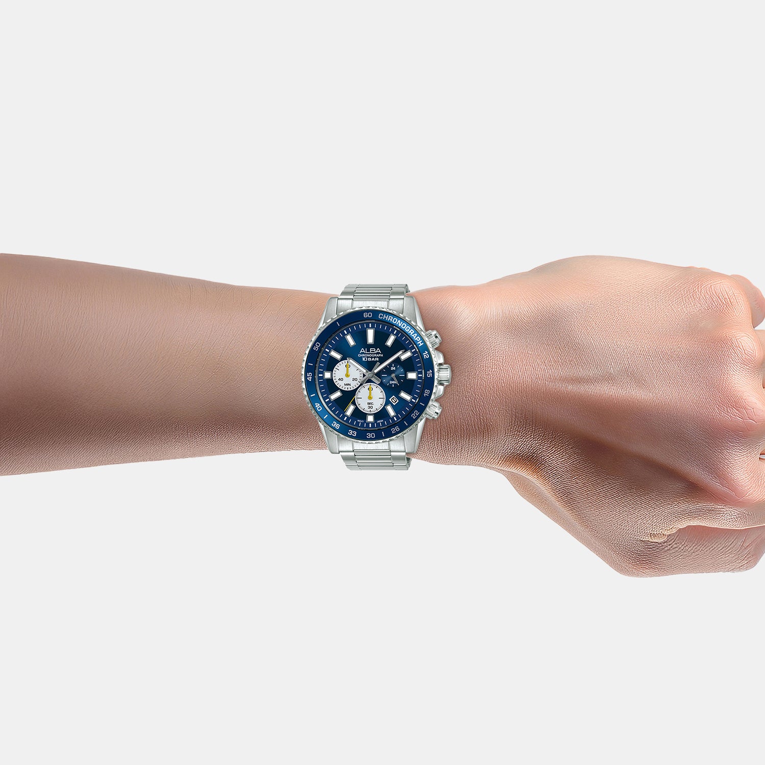 Active Men Quartz Blue Dial Chronograph Stainless Steel Watch AT3L15X1