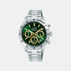 Active Men Quartz Green Dial Chronograph Stainless Steel Watch AT3L23X1