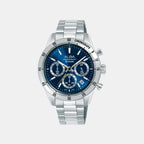 Active Men Quartz Blue Dial Chronograph Stainless Steel Watch AT3L25X1
