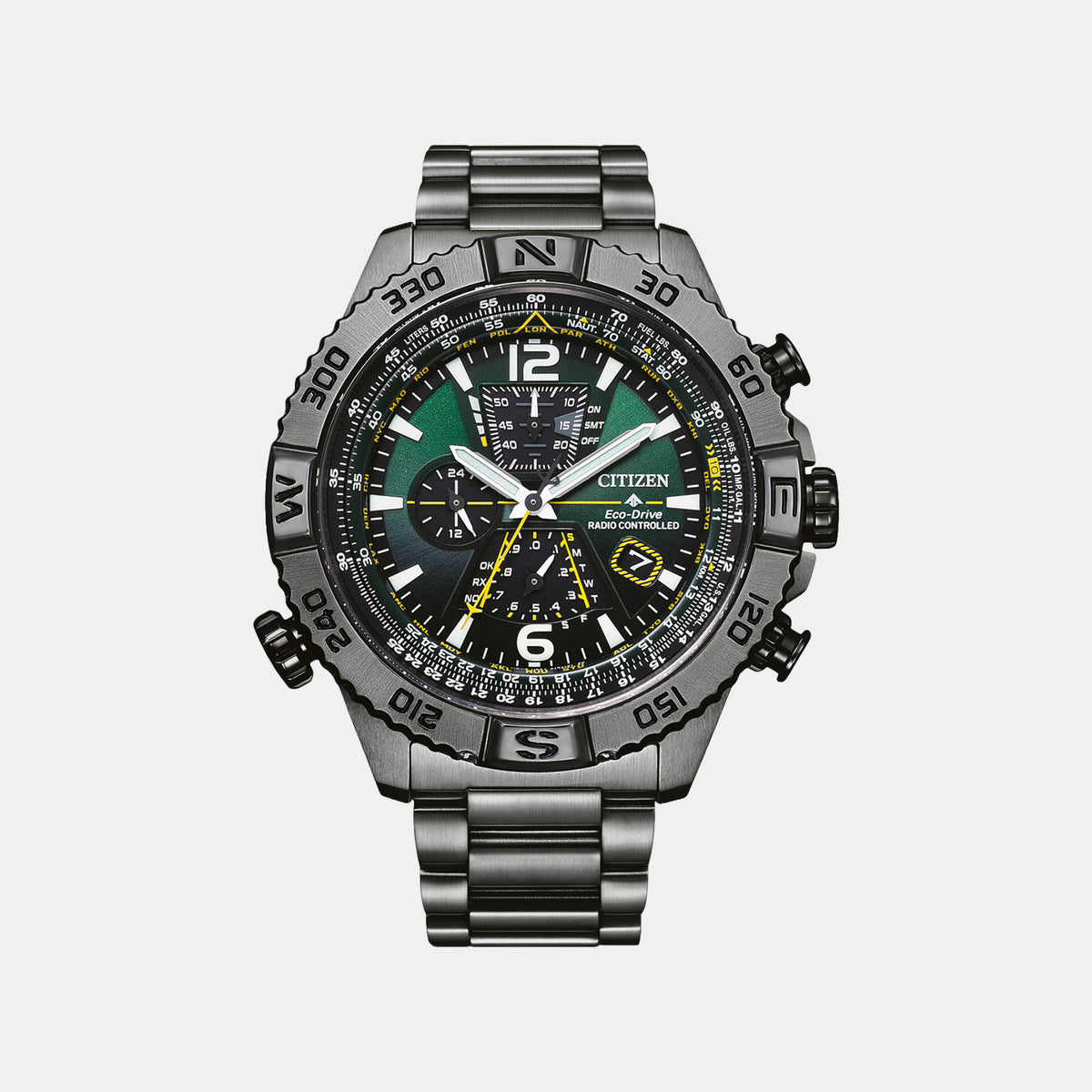 Promaster Men Quartz Green Dial Chronograph Stainless Steel Watch AT8227-56X