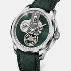 Attic Men Automatic Green Dial Analog Leather Watch Attic - Green
