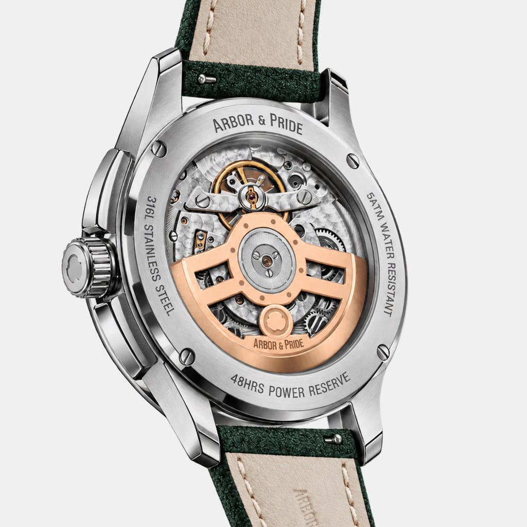 Attic Men Automatic Green Dial Analog Leather Watch Attic - Green