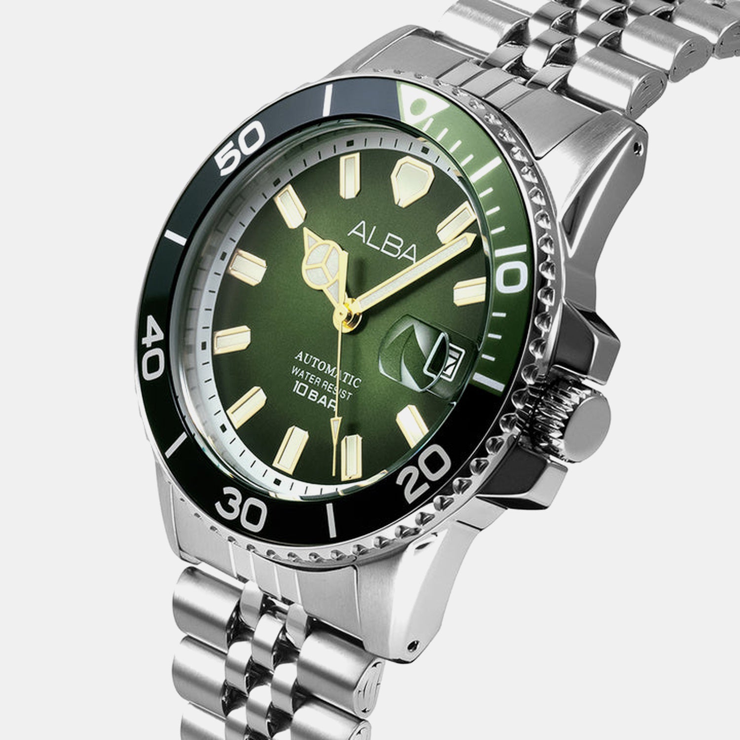 Men Automatic Green Dial Chronograph Stainless Steel Watch AU4047X1