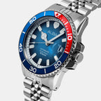 Men Automatic Blue Dial Analog Stainless Steel Watch AU4051X1