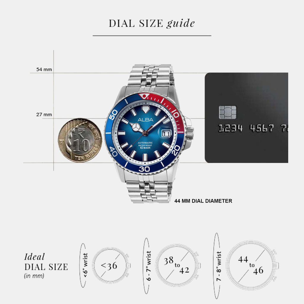 Men Automatic Blue Dial Analog Stainless Steel Watch AU4051X1