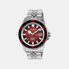 Men Automatic Burgundy Dial Chronograph Stainless Steel Watch AU4055X1