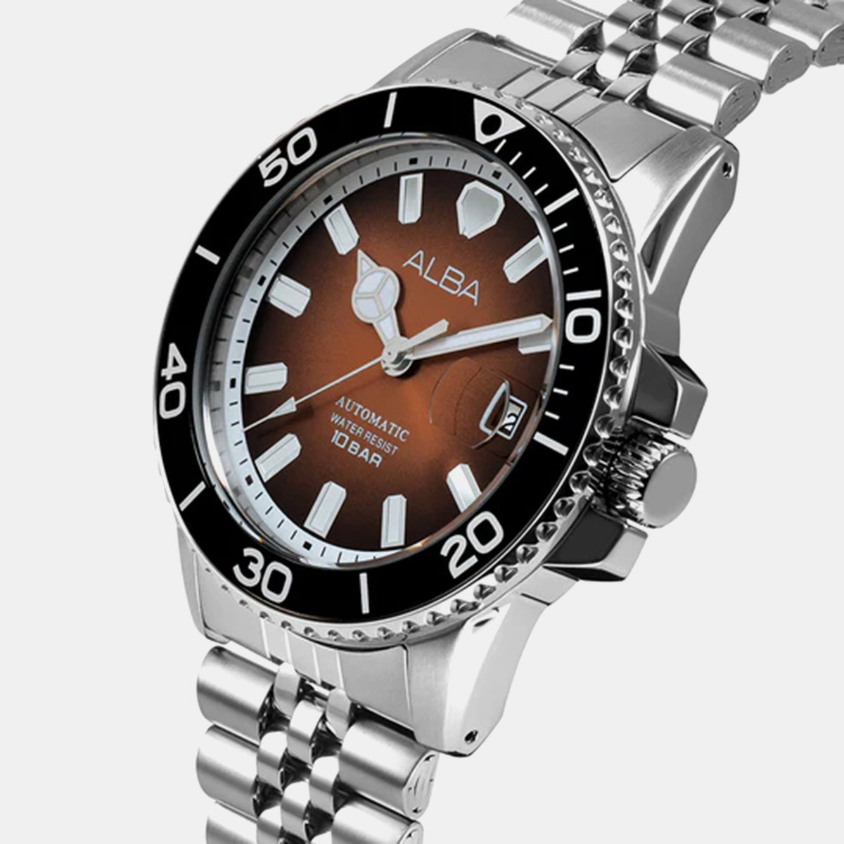 Mechanical Men Automatic Brown Dial Analog Stainless Steel Watch AU4057X1