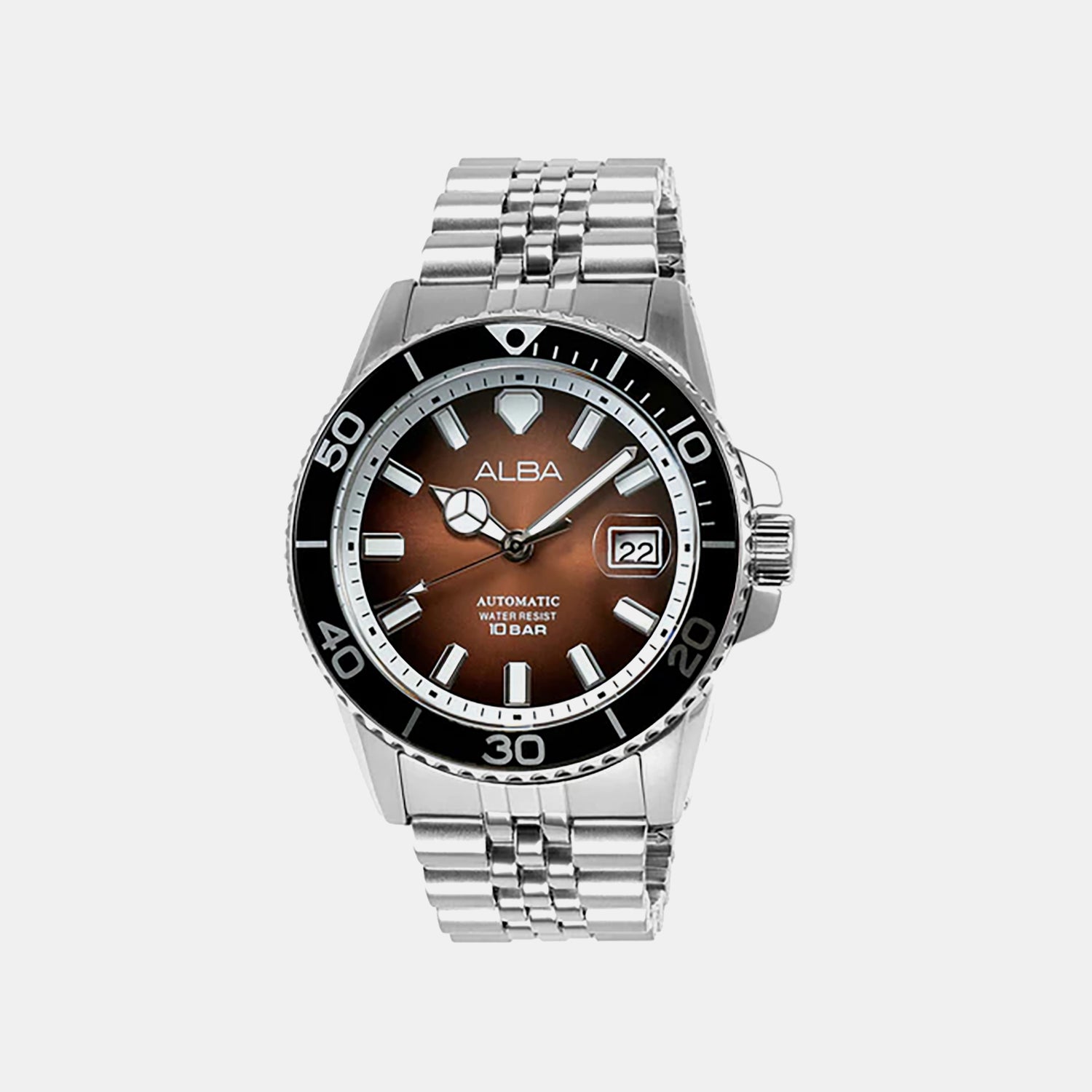 Men Automatic Brown Dial Analog Stainless Steel Watch AU4057X1