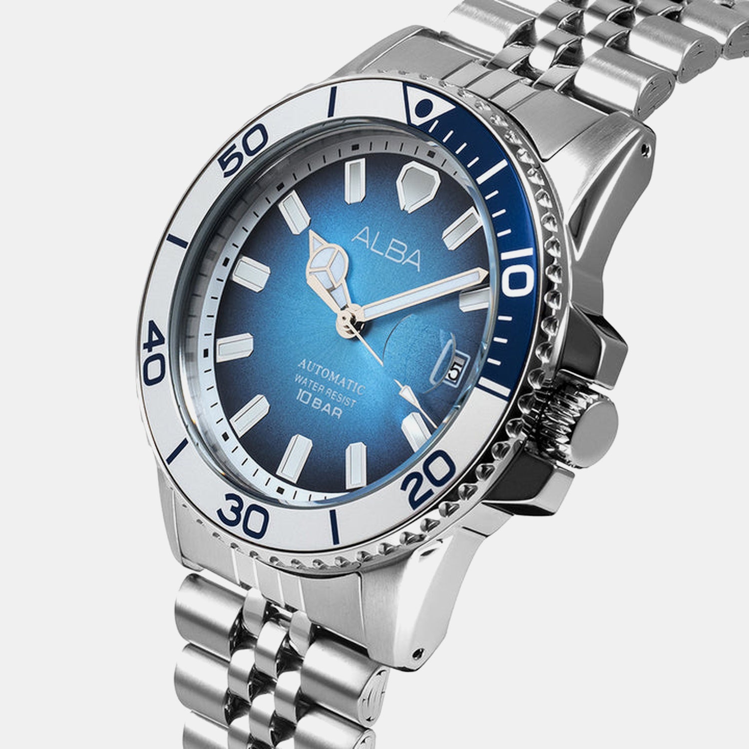 Men Automatic Blue Dial Analog Steel Watch AU4059X1
